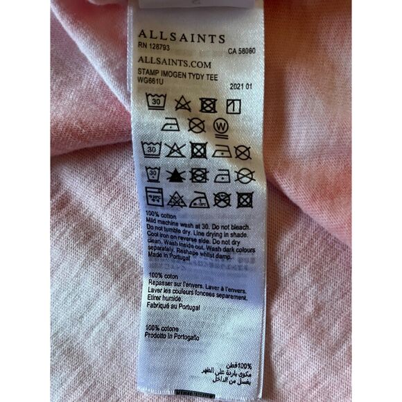 ALLSAINTS Pink Stamp Imogen Tie Dye T Shirt Tee Top   Women's Size Small - Picture 7 of 11